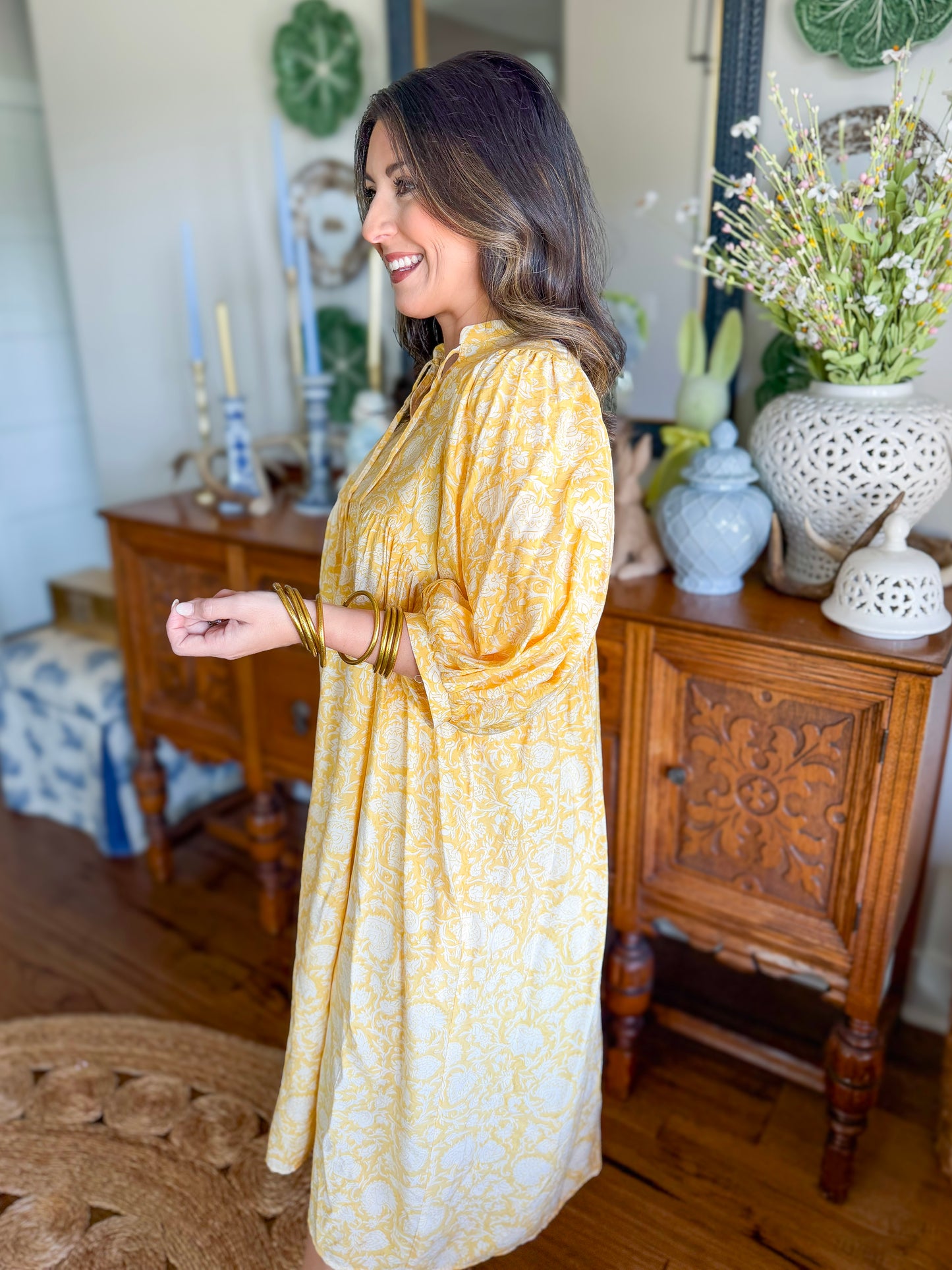 The Buttercup Bloom Boho Midi Dress