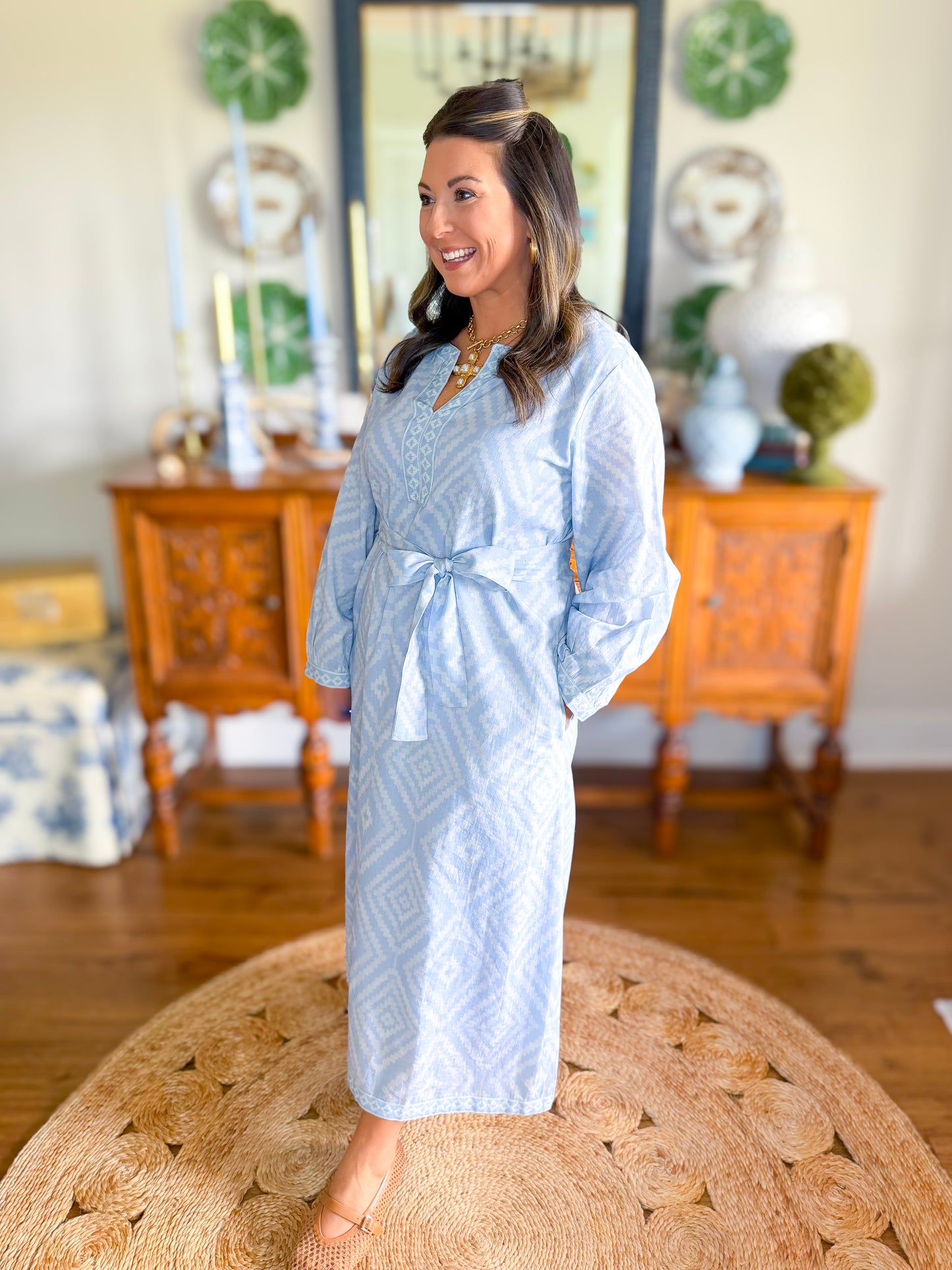 Victoria Dunn | Quinn Maxi Dress in Sky Mosaic