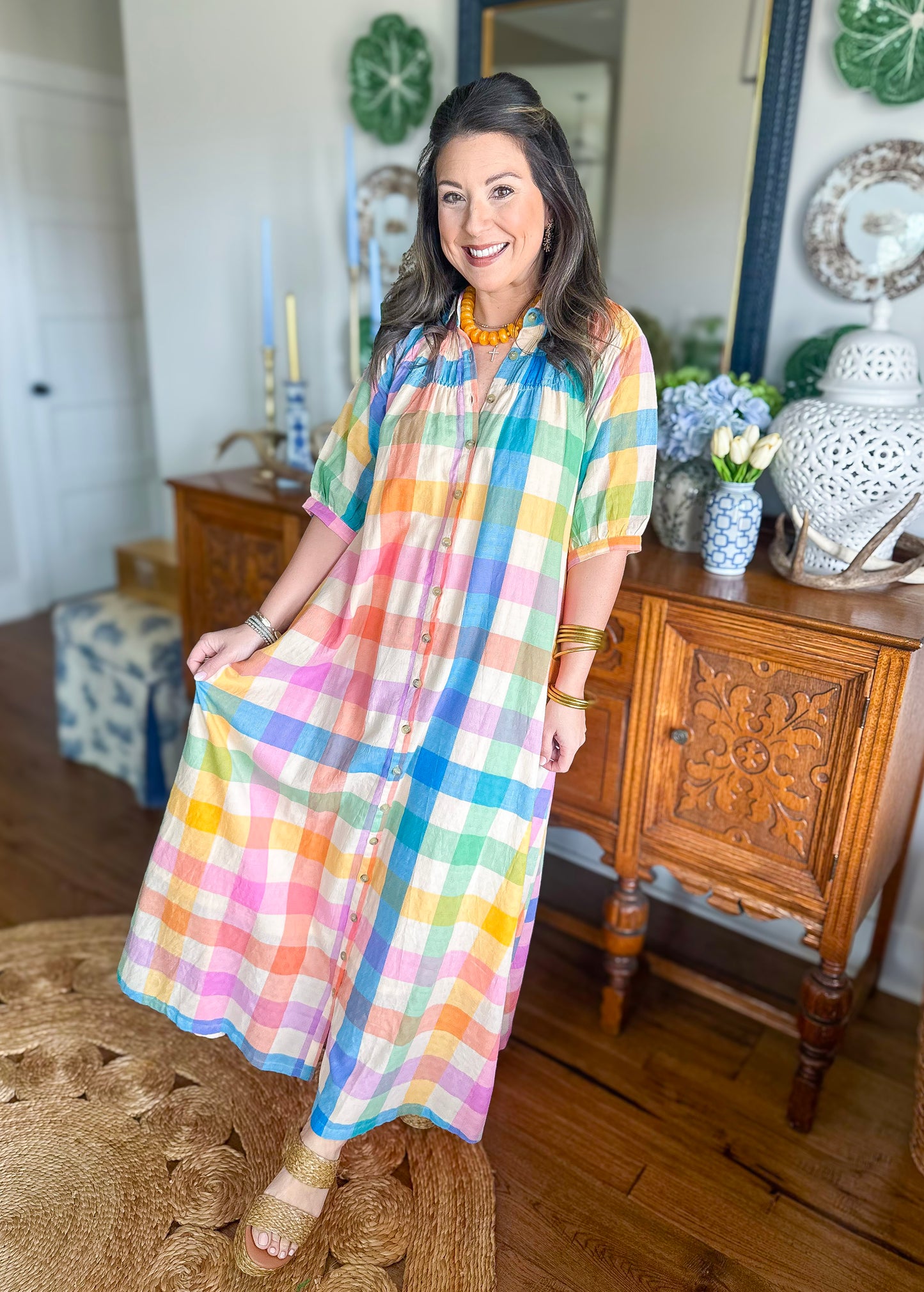 Sunshine Tienda | Rainbow Plaid Oasis Dress