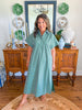 The Lexington Stripe Dress in Hunter Green