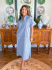 The Lexington Stripe Dress in Dusty Blue