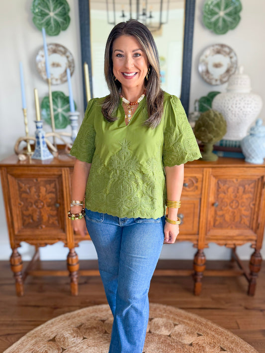 The Olive Lace Top