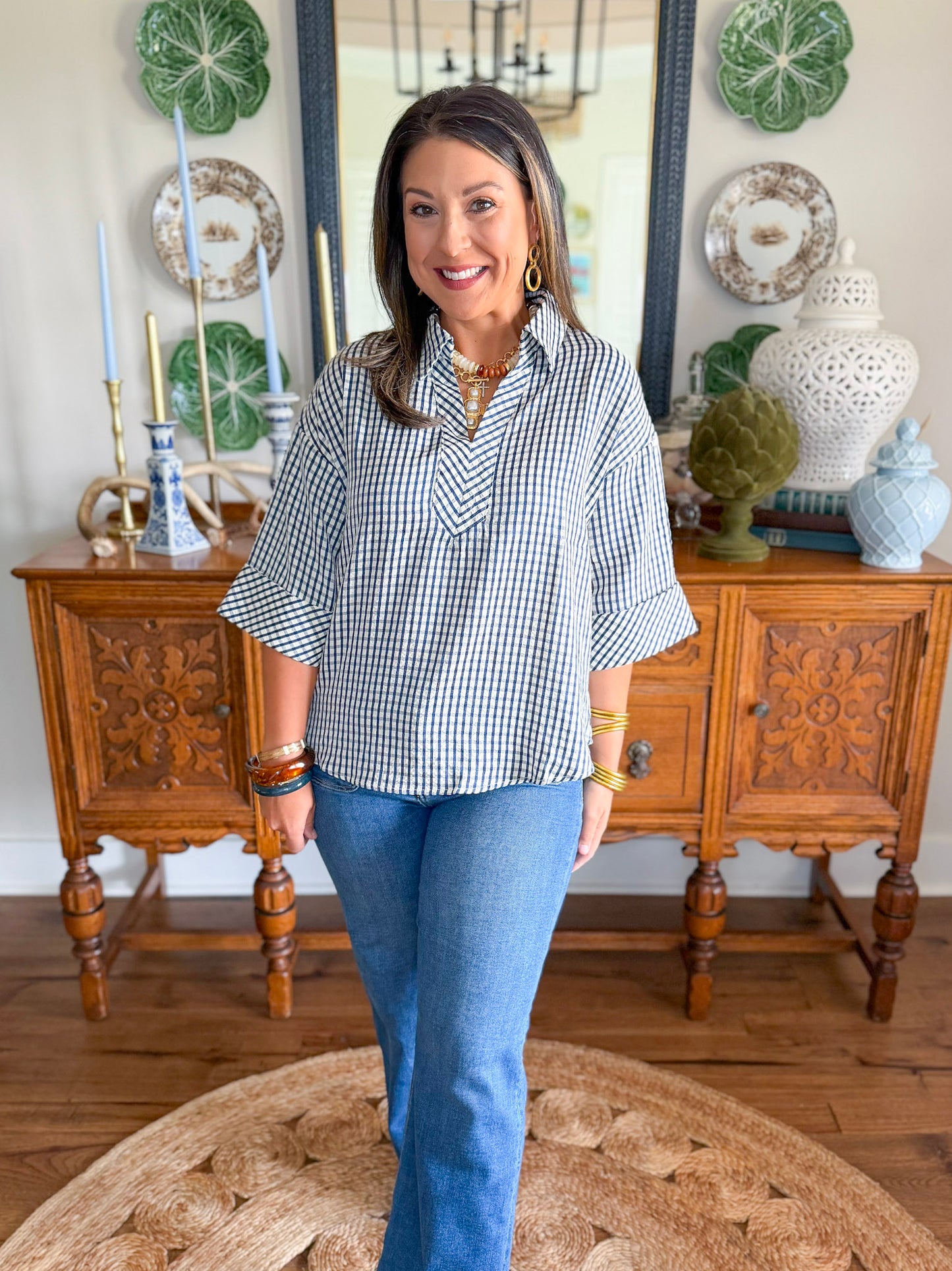 The Bramble Top in Navy