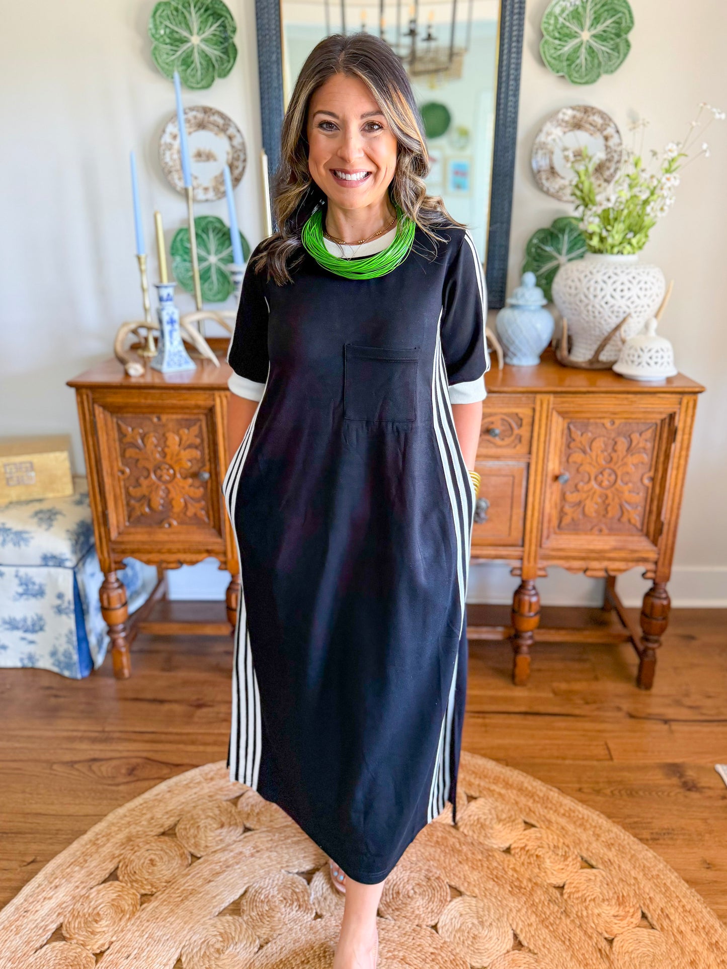 The Collins Sport Midi Dress in Black