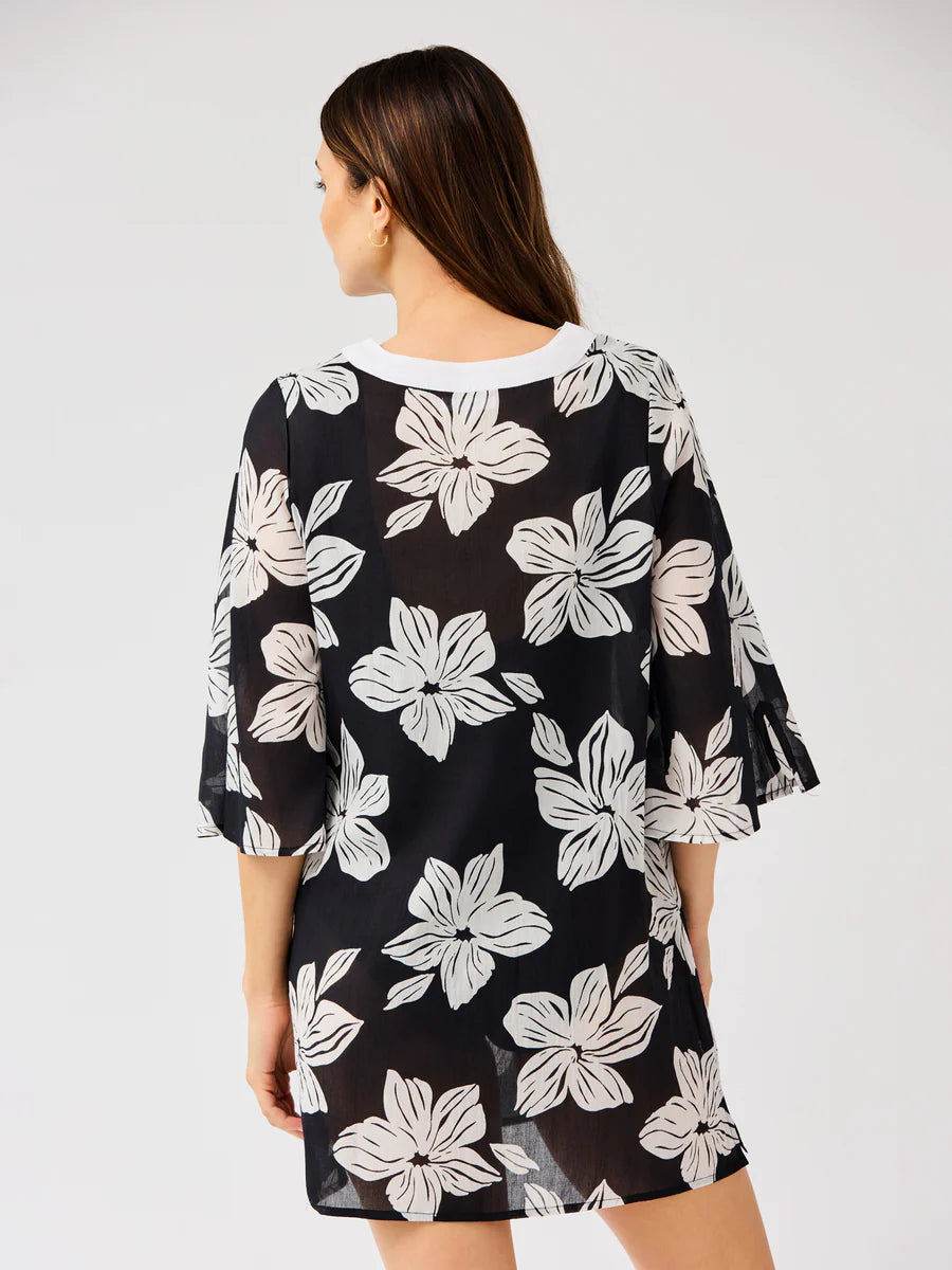 Mary Square | Elizabeth Beach Dress in Lagoon Bloom Black
