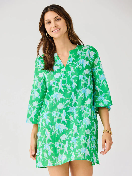 Mary Square | Elizabeth Beach Dress in Tiki Tropics Green