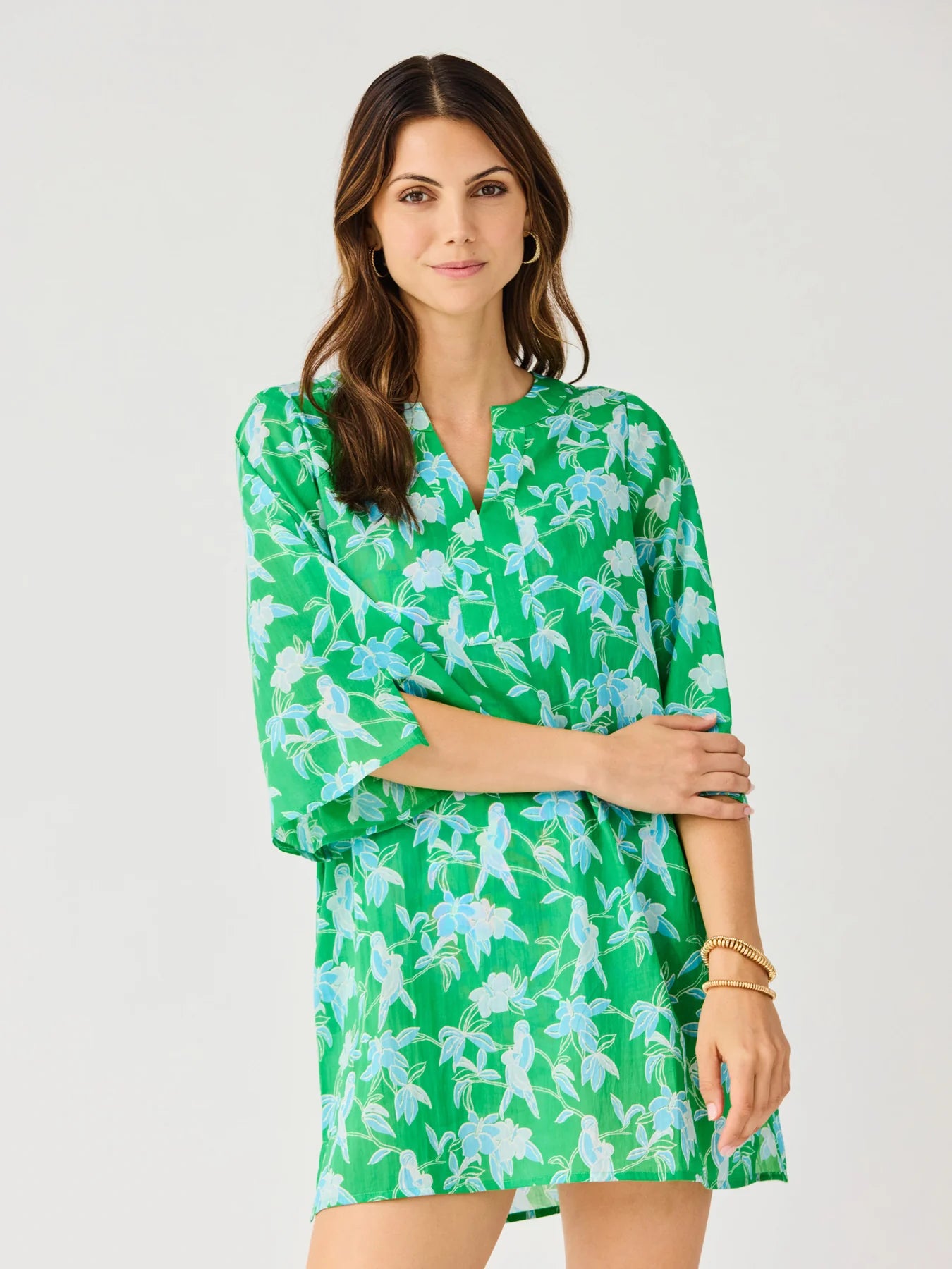 Mary Square | Elizabeth Beach Dress in Tiki Tropics Green