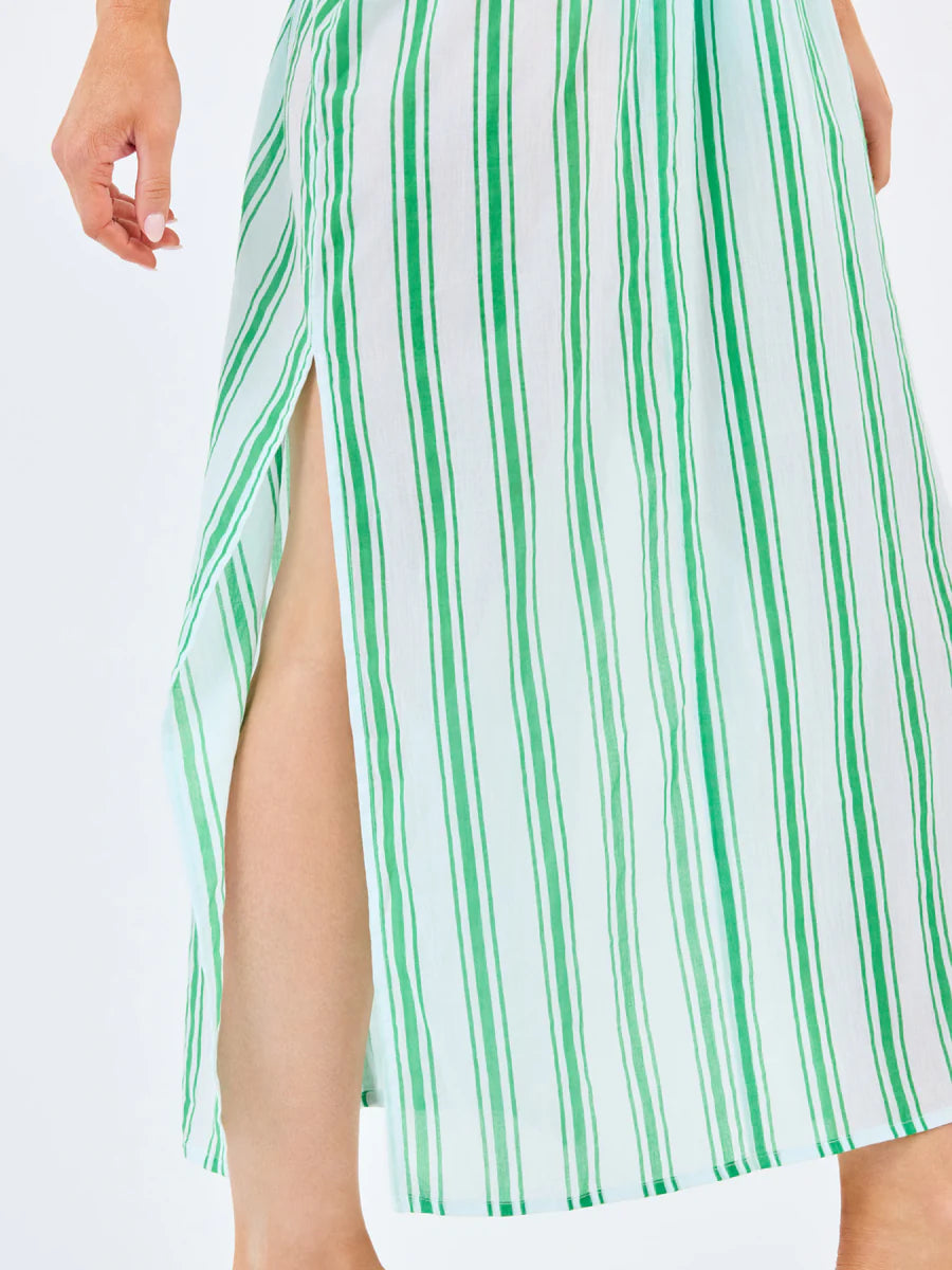 Mary Square | Priscilla Beach Dress in Green + White Stripe
