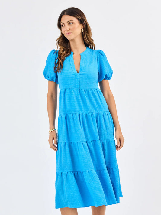 Mary Square I Kinsley Dress in Blue Seersucker