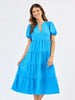 Mary Square I Kinsley Dress in Blue Seersucker