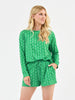 Mary Square | Annie Short Set Pajamas in Palm Damask Green