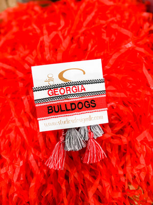 Georgia Bulldogs Embroidery Tassel Bracelet Set