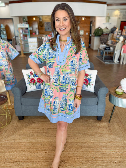 The Canton Dress in Coral