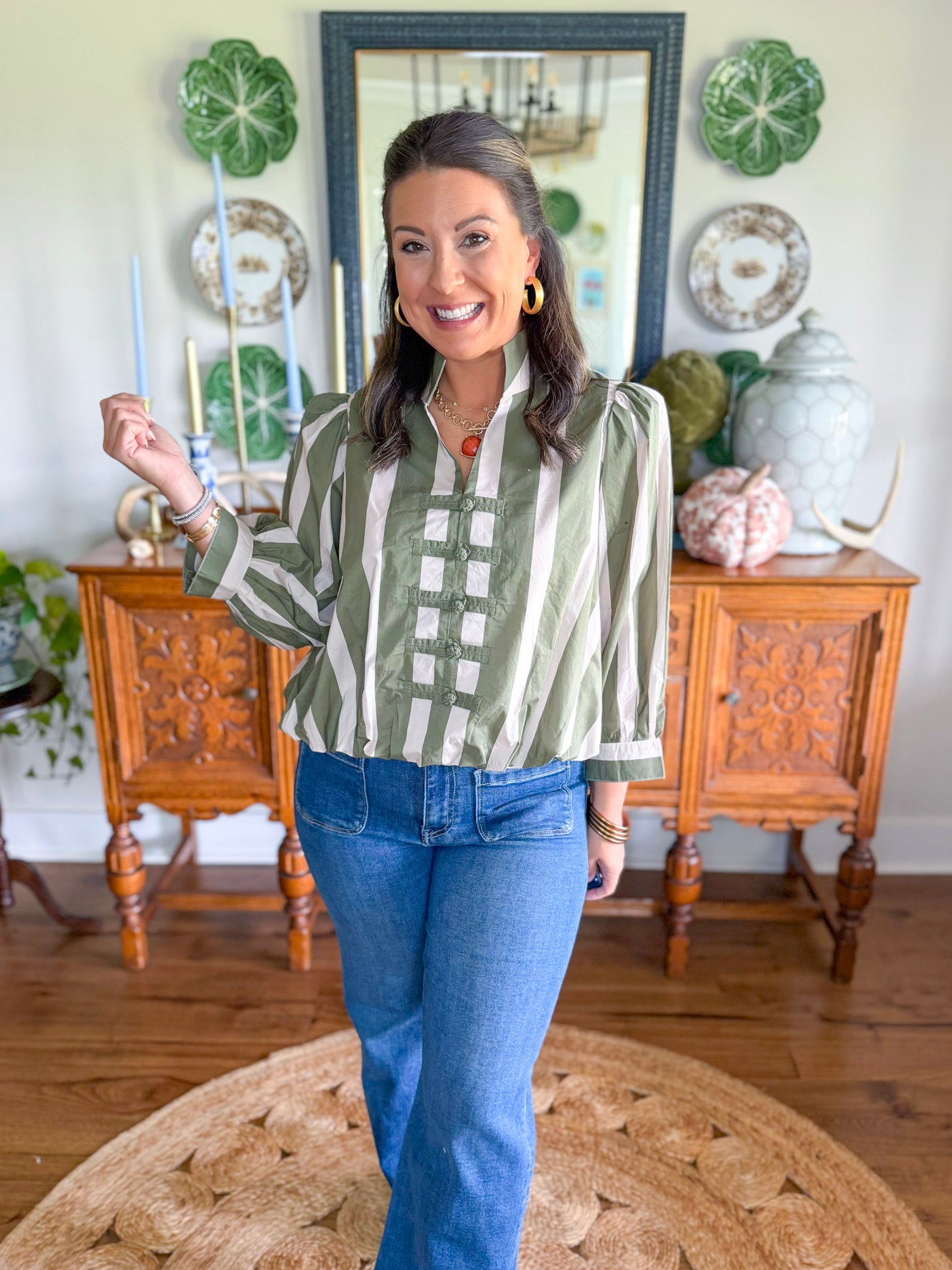 Olive Grove Stripe Blouse