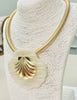 Chic White/Gold Shell Collared Necklace