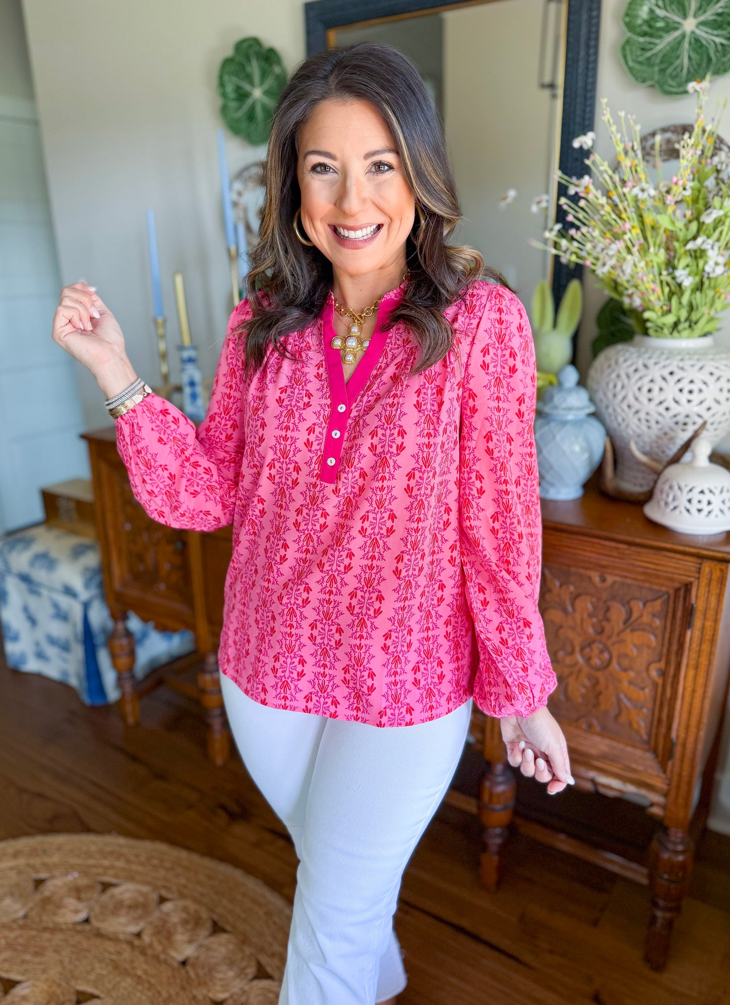 Mary Square | Gianna Top in Heirloom Vine Pink