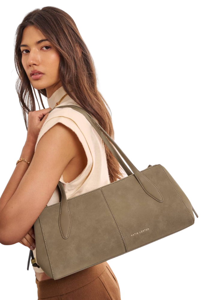 Katie Loxton | Hattie Suedette Shoulder Bag in Taupe
