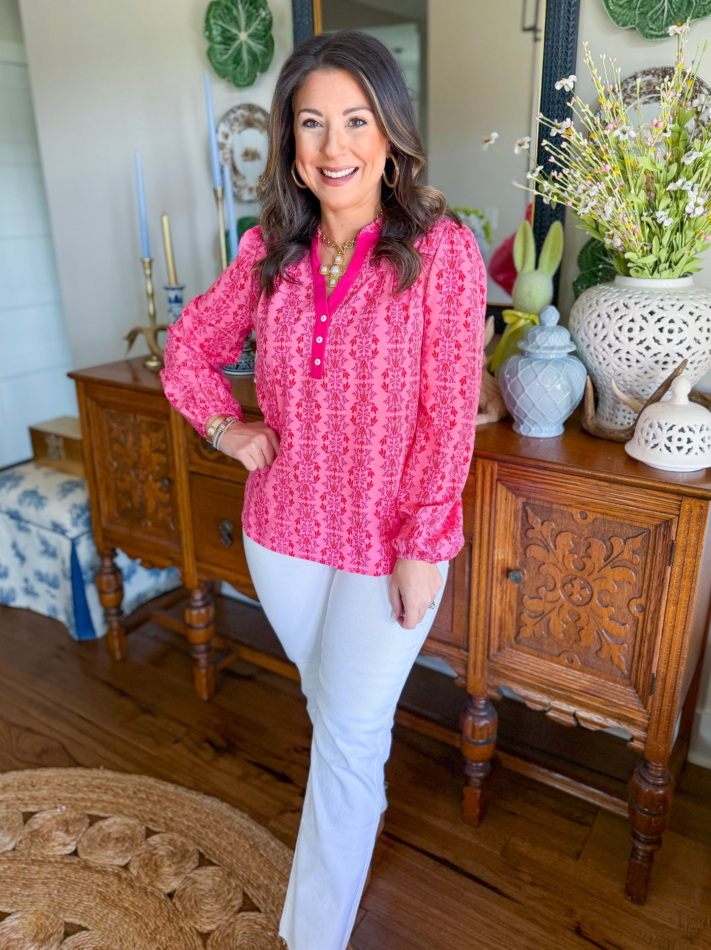 Mary Square | Gianna Top in Heirloom Vine Pink