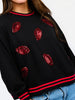Mary Square | Millie Football Sweatshirt in Red & Black