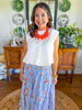 Karlie Stripe Floral Smock Tier Maxi Skirt