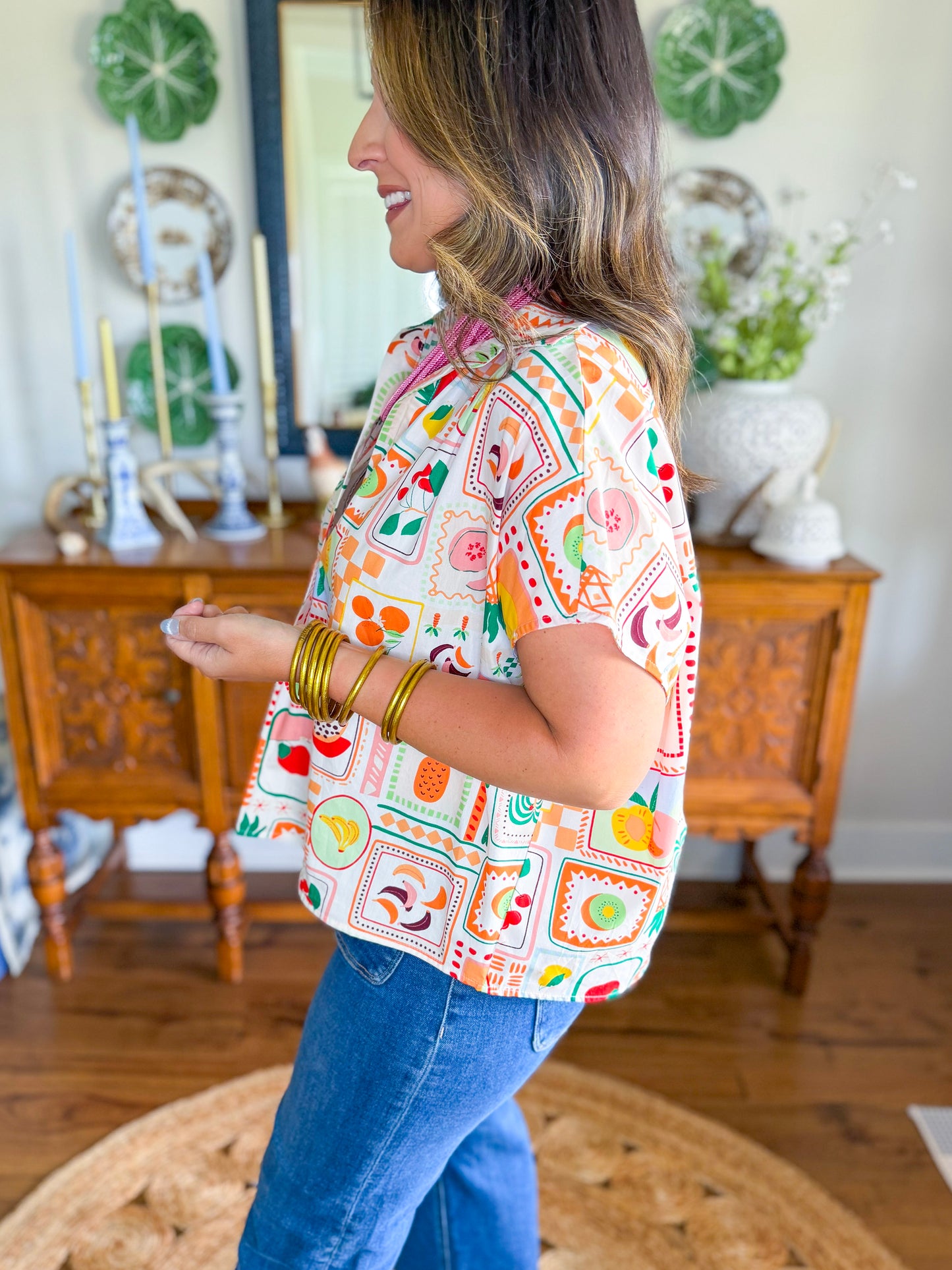 Karlie | Fruit Basket V-neck Signature Top