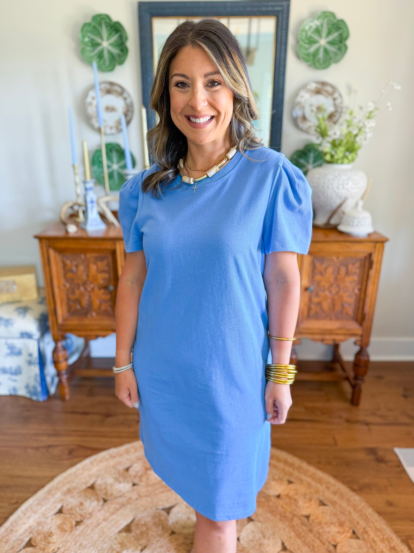 Mary Square | Carolina T-Shirt Dress in Blue