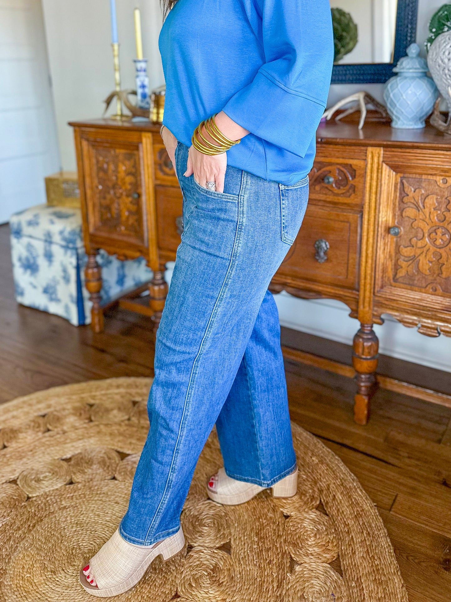 Whitney High-Rise Seamed Wide Leg Jeans
