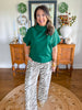 Arden Mock Neck Top in Hunter Green