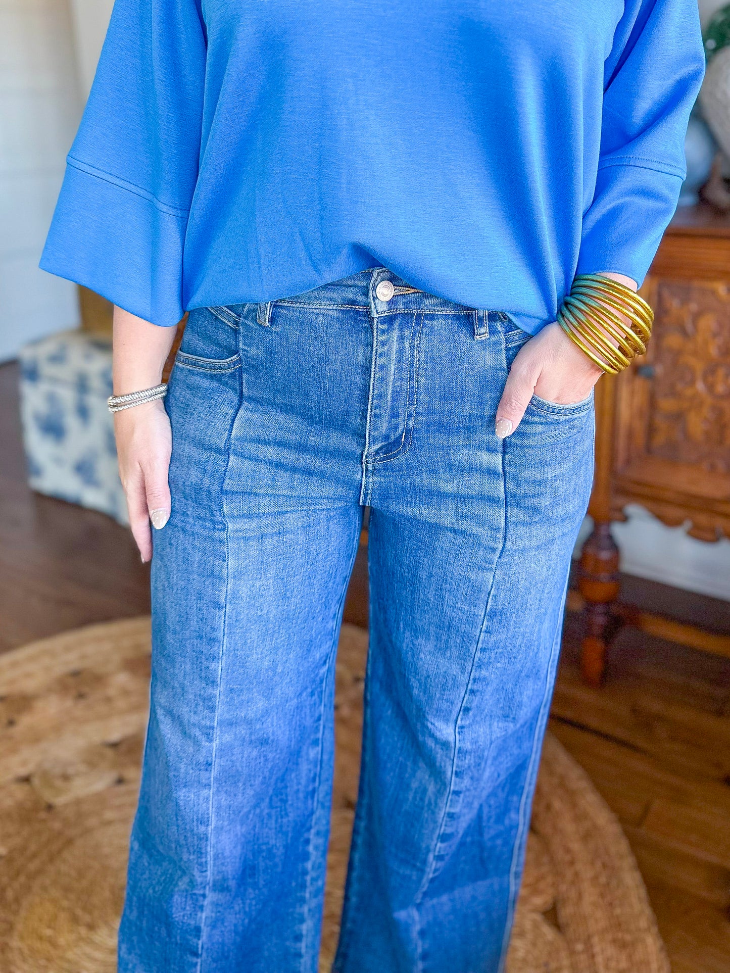 Whitney High-Rise Seamed Wide Leg Jeans