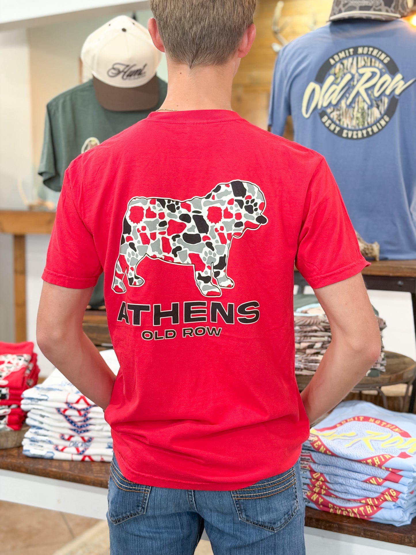 Old Row | Athens Camo Dog T-Shirt in Red