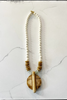 Beaded Necklace with Bone Circle Pendant