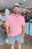 Southern Point Horizon Stripe Performance Polo in Flamingo/White