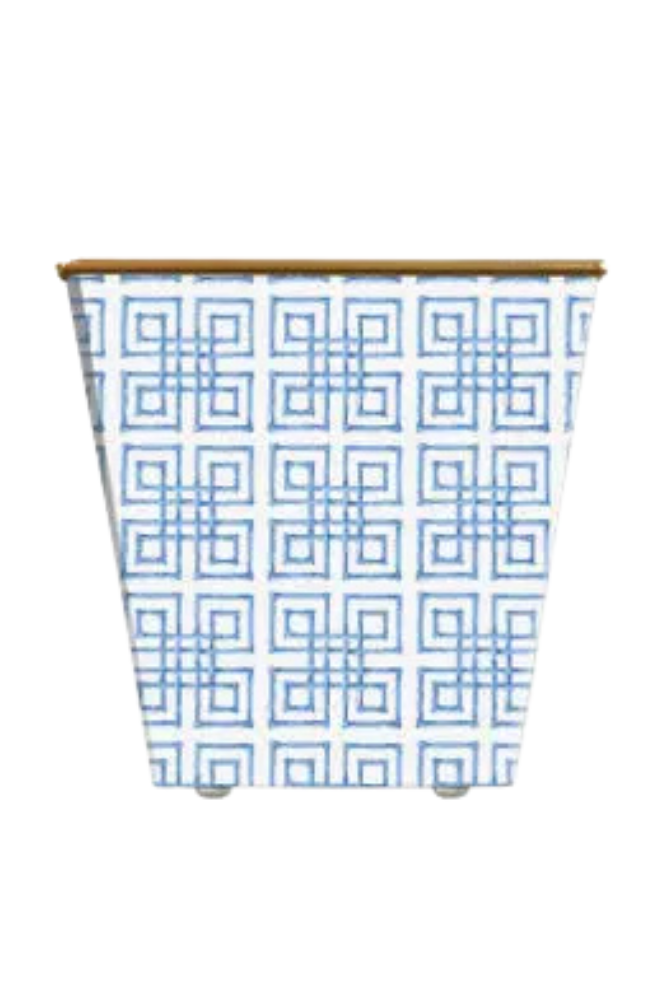 Whh Blue Bamboo Fret Cachepot Candle in Blue Spa