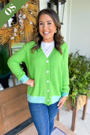 Caryn Lawn Frankie Sweater Cardigan in Lime