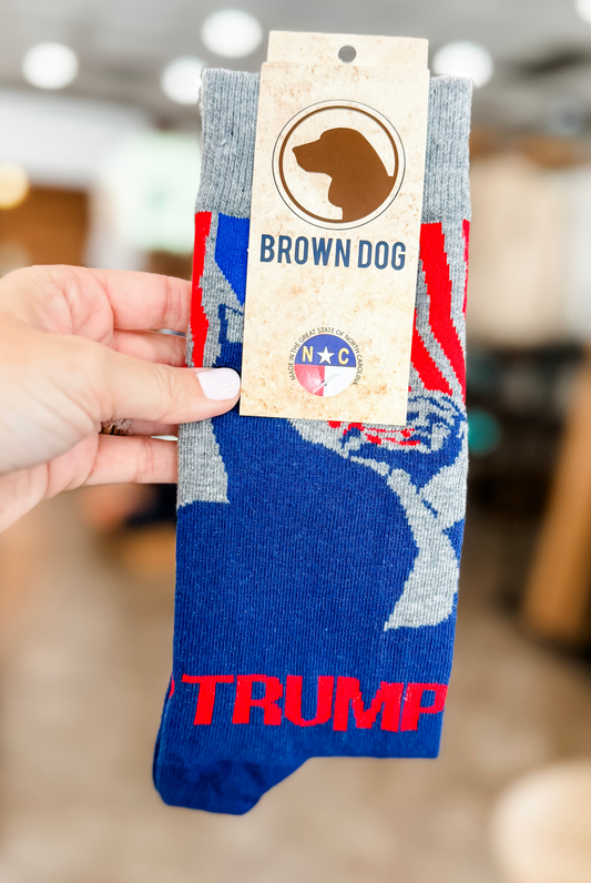 Brown Dog Trump Unity Socks in Light Grey