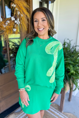 Brianna Cannon Bow Sweatshirt in Kelly Green