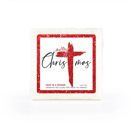 Caren Merry Christmas Soap in A Square Sponge
