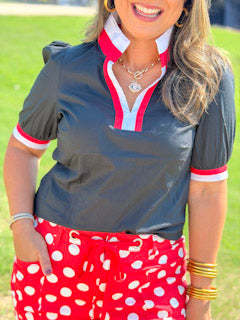 Mary Square | Tricia Top in Black & Red