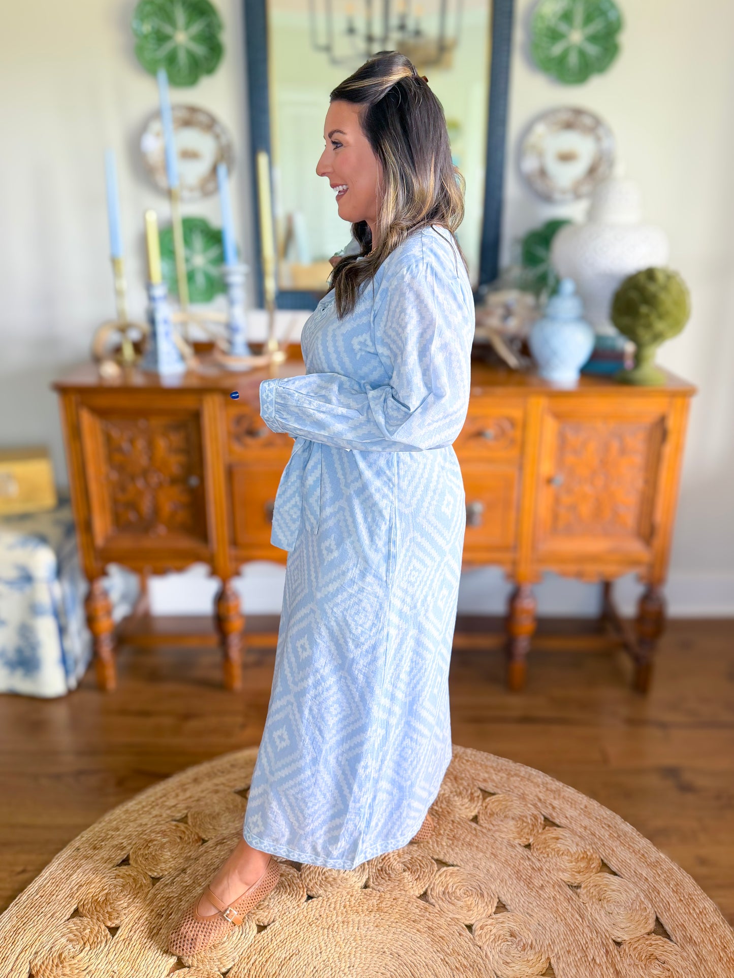 Victoria Dunn | Quinn Maxi Dress in Sky Mosaic