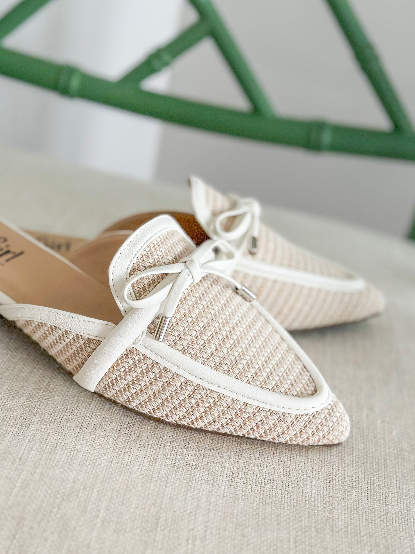 The Vada Raffia Mule in Ivory Combo