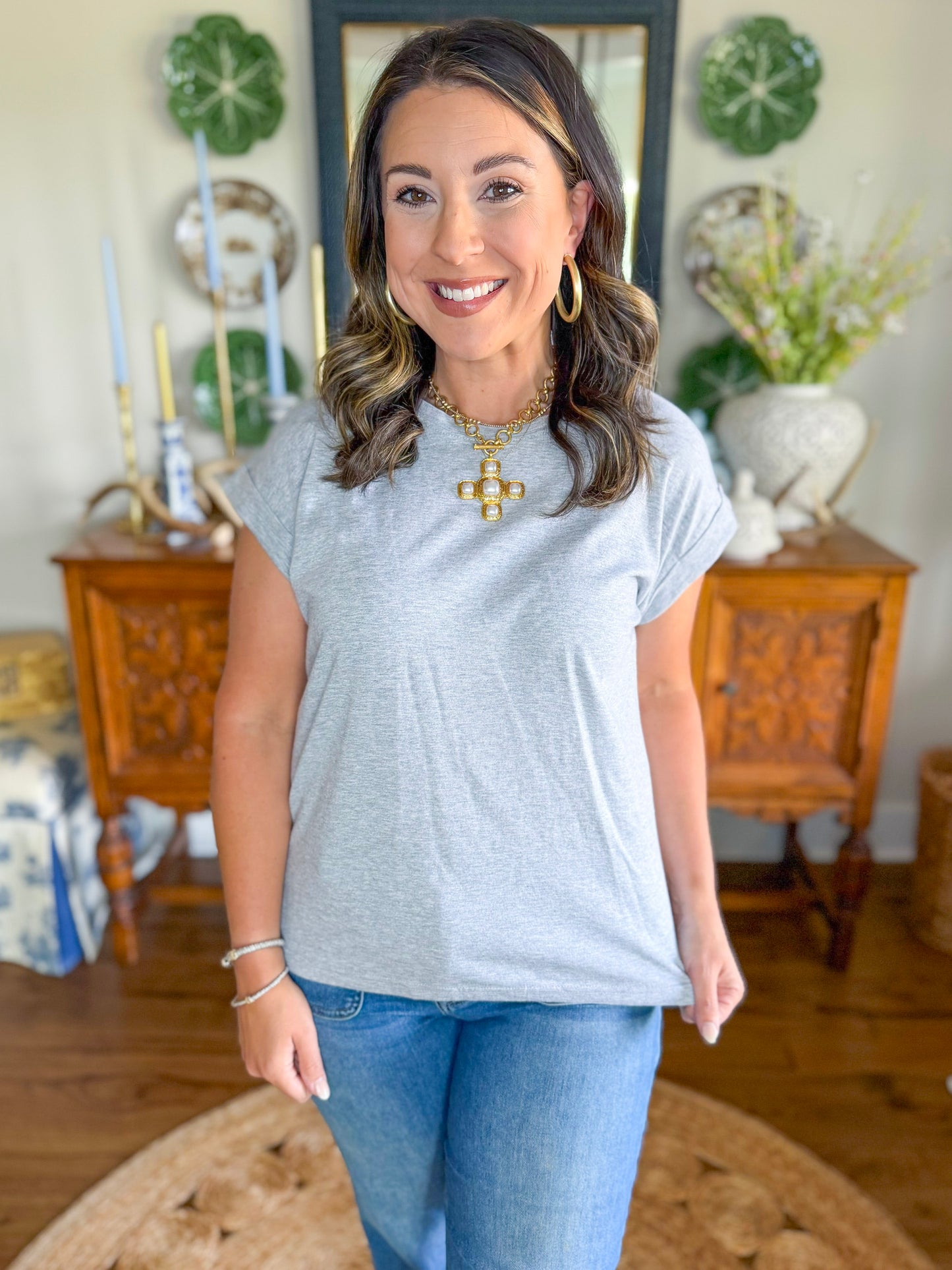 The Everyday Knit Top in Heather Grey
