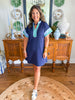 The Caroline Dress in Navy & French Blue