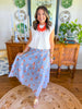 Karlie Stripe Floral Smock Tier Maxi Skirt