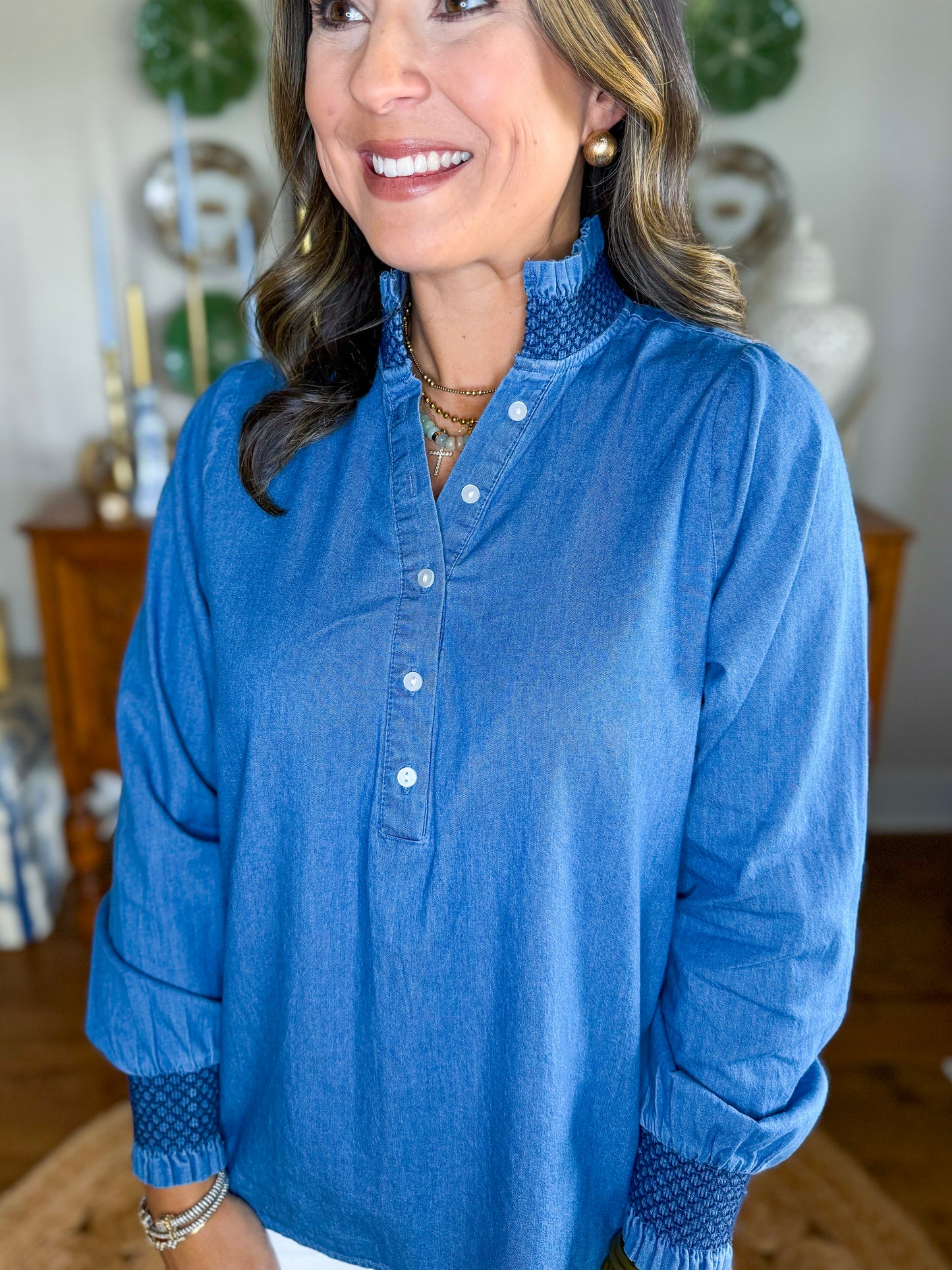 Mary Square | Kimberly Top in Chambray