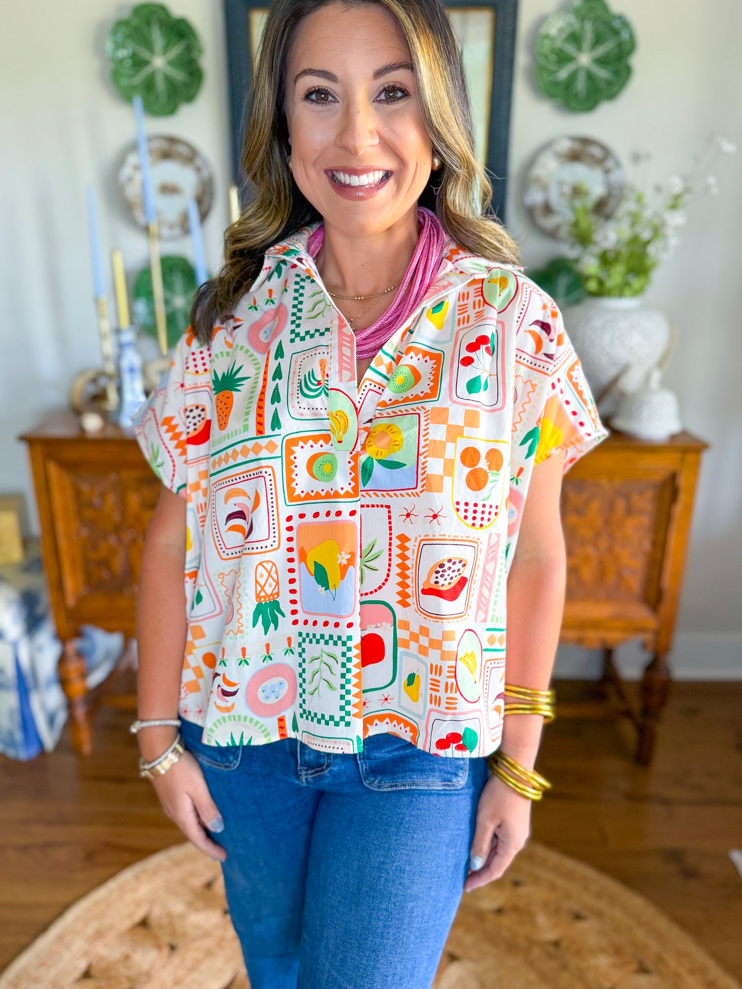 Karlie | Fruit Basket V-neck Signature Top