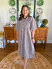 Cottage Gingham Midi Dress in Chocolate