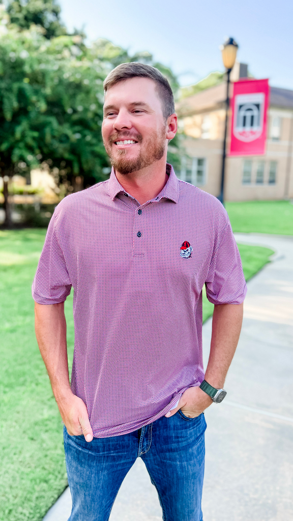 Horn Legend Georgia Gingham Polo in Black/Red