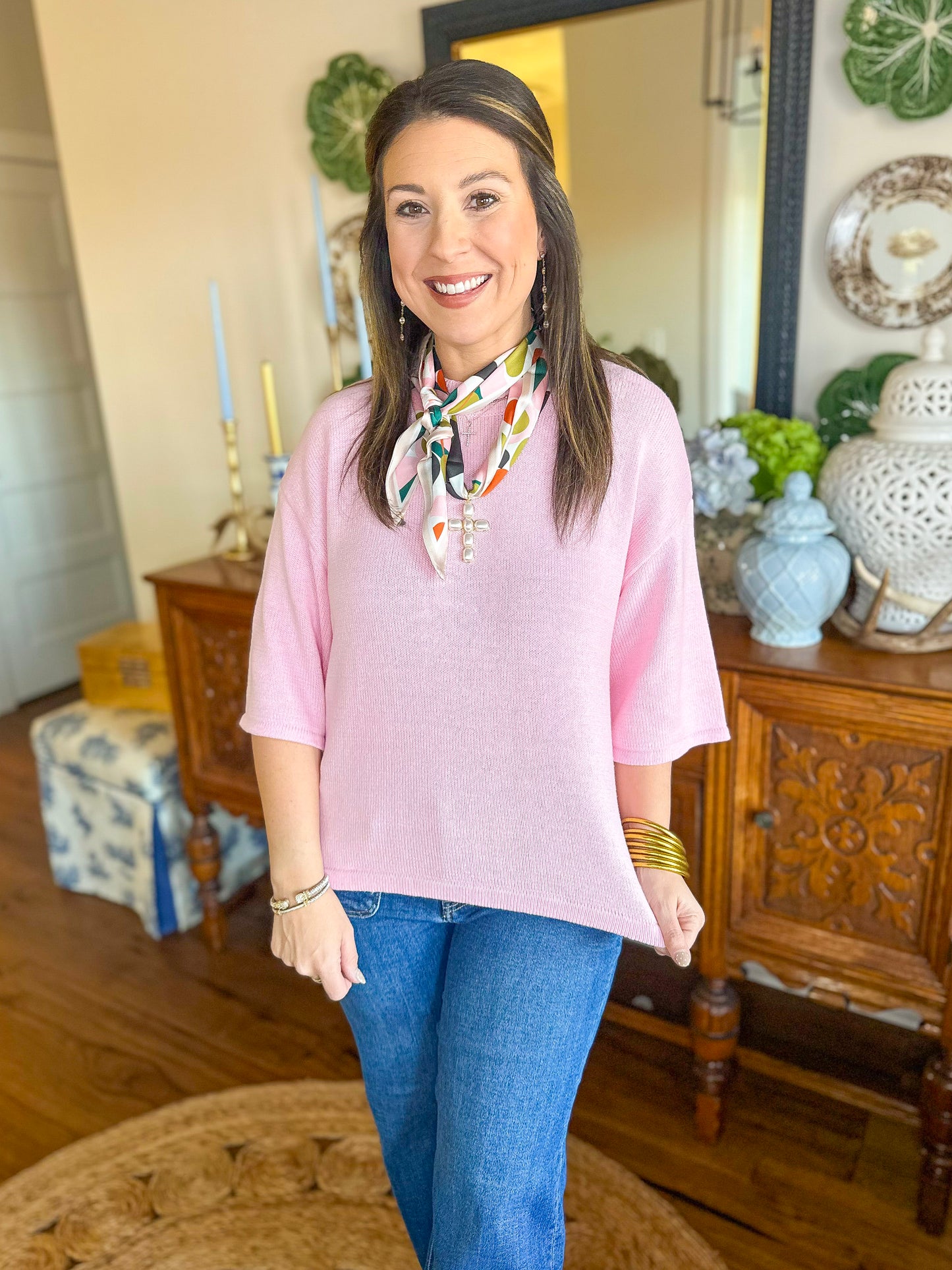 The Maren Knit Top in Baby Pink