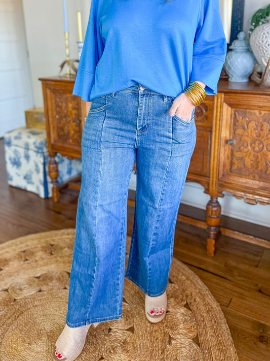 Whitney High-Rise Seamed Wide Leg Jeans