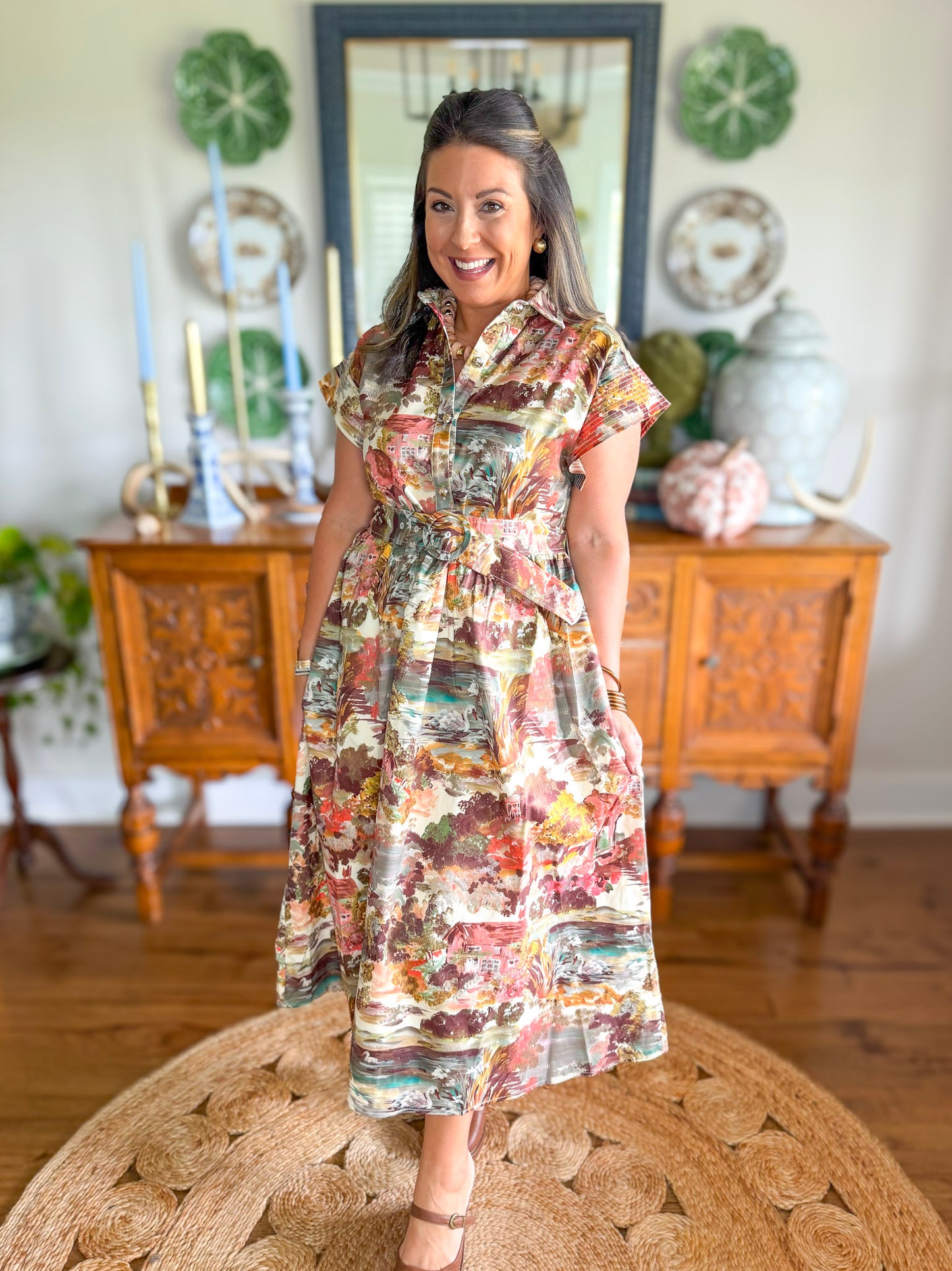 Painted Countryside Midi Dress
